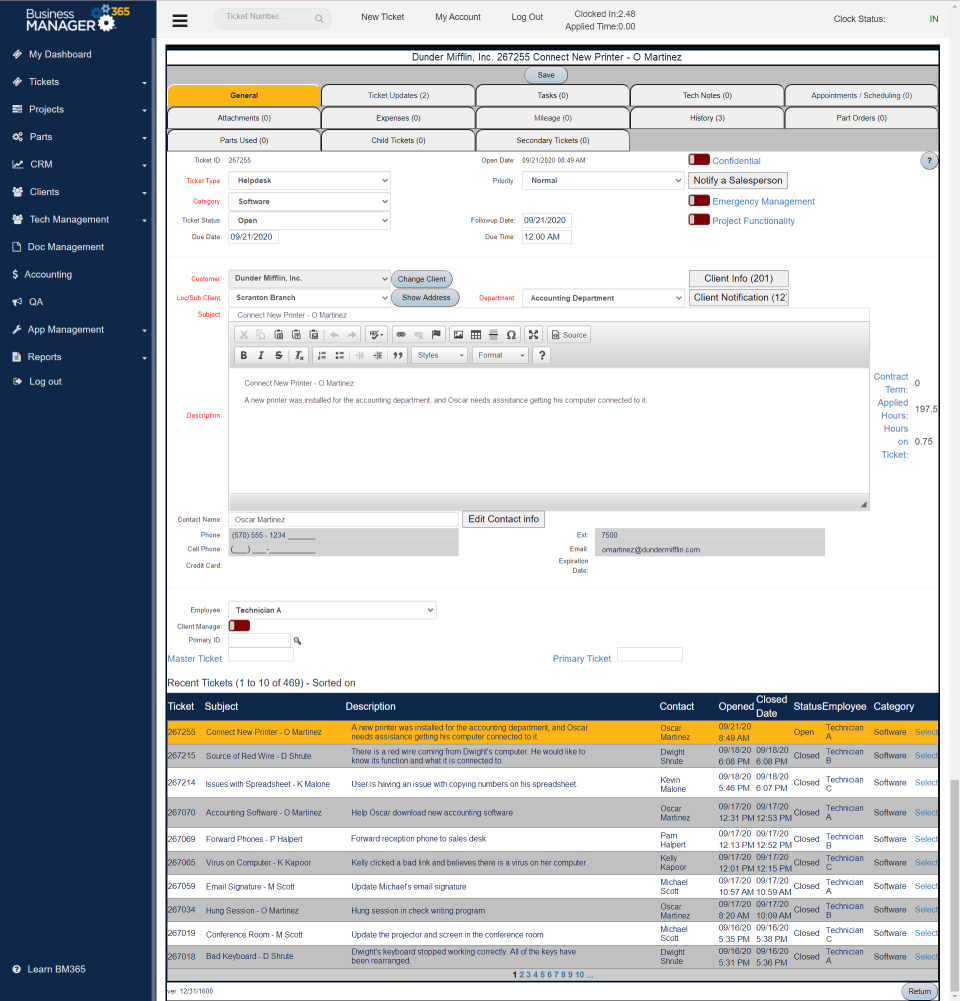 screenshot of Business Manager 365
